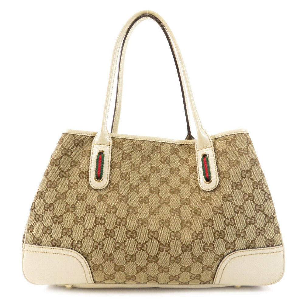 Gucci Princy GG Canvas Tote Bag Leather Sherry